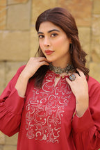 maroon shirt