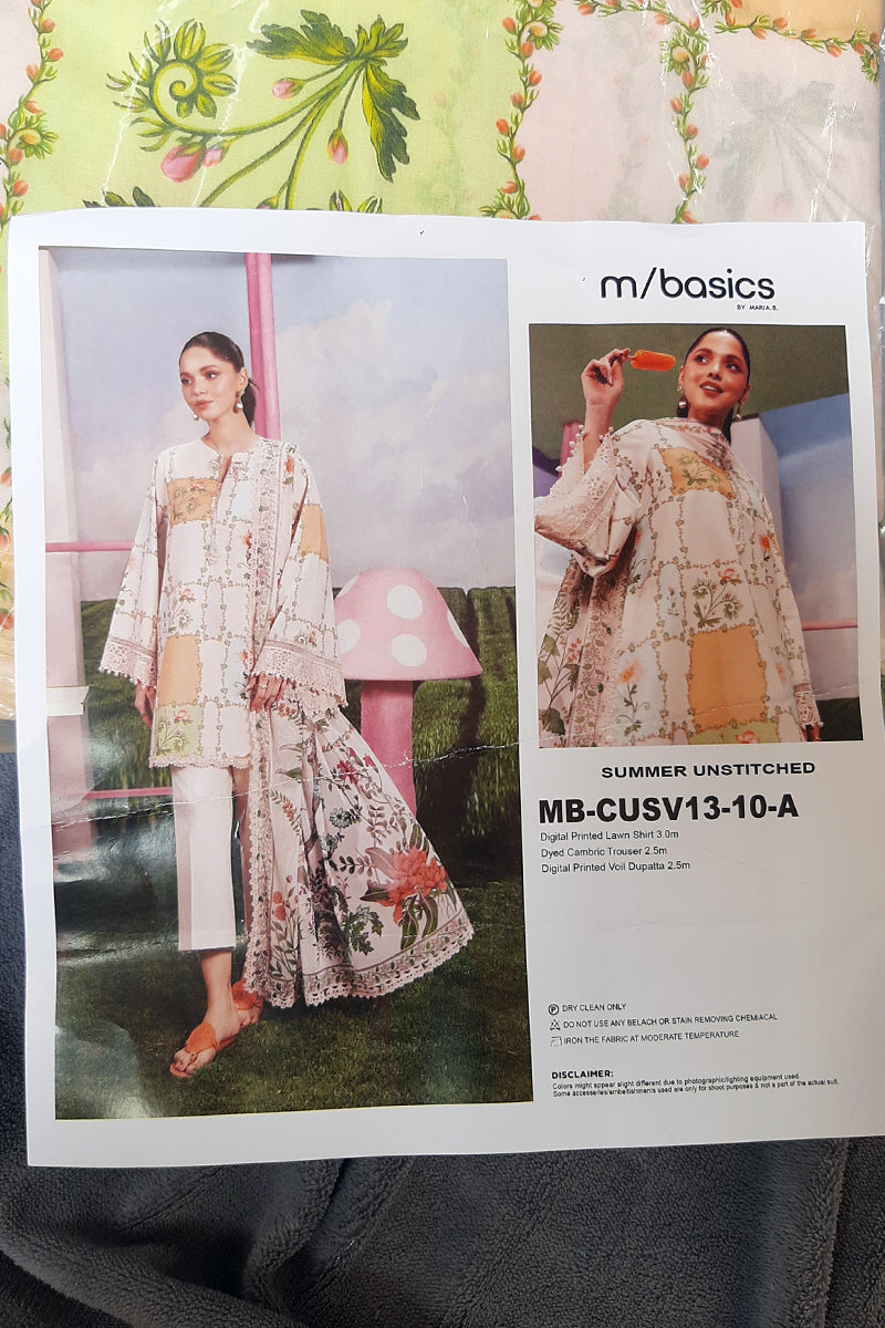 M/Basics Peach 3pc lawn Unstitch