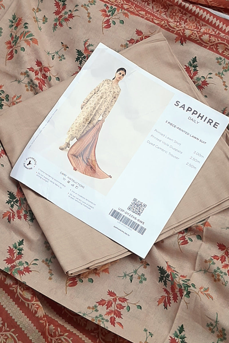 Sapphire 3pc Beige lawn Unstitch