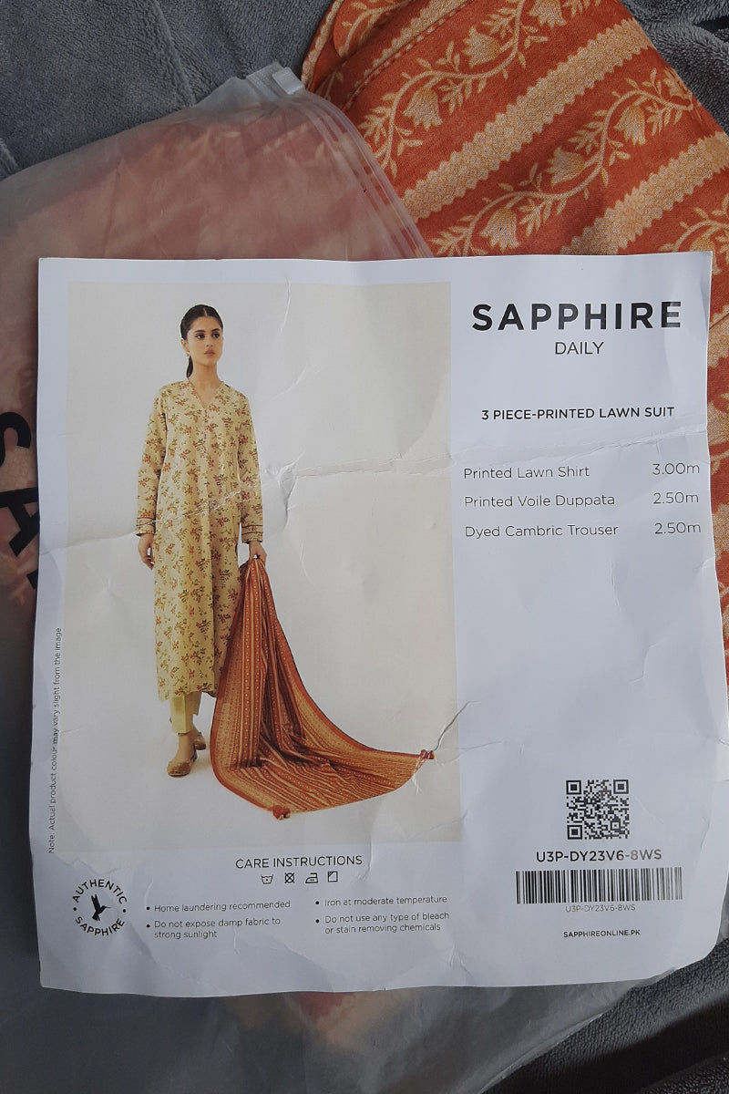 Sapphire 3pc Beige lawn Unstitch