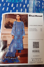 Gul Ahmed 3pc Blue lawn Unstitch