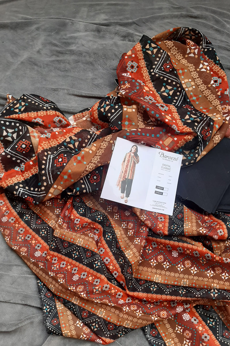 Bareeze lawn ikat 3pc Unstitch