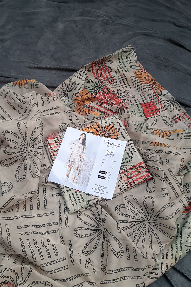 Bareeze lawn allover 3pc Unstitch