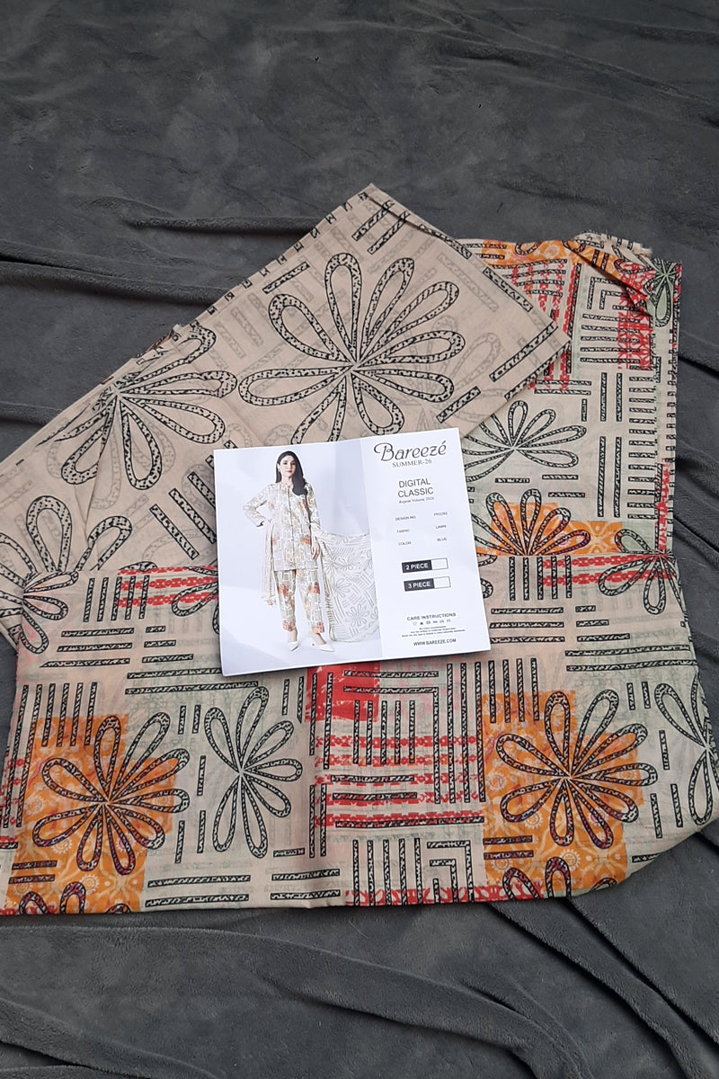 Bareeze lawn allover 3pc Unstitch